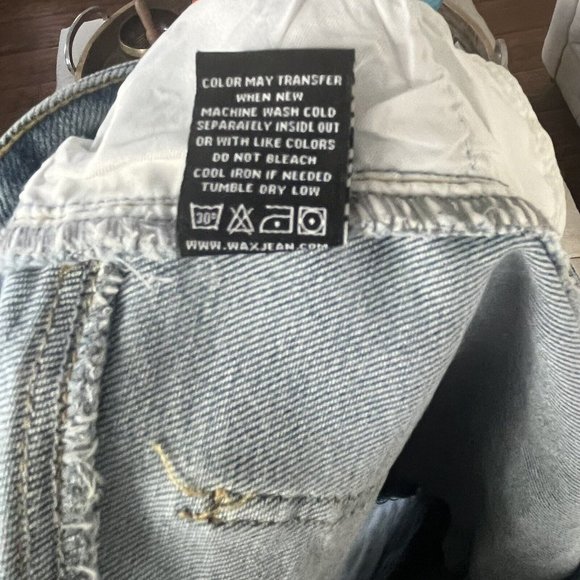 Wax Jeans Shorts Womens Médium Blue Denim Distressed Boyfriend Fit Casual Ladies - Picture 9 of 12